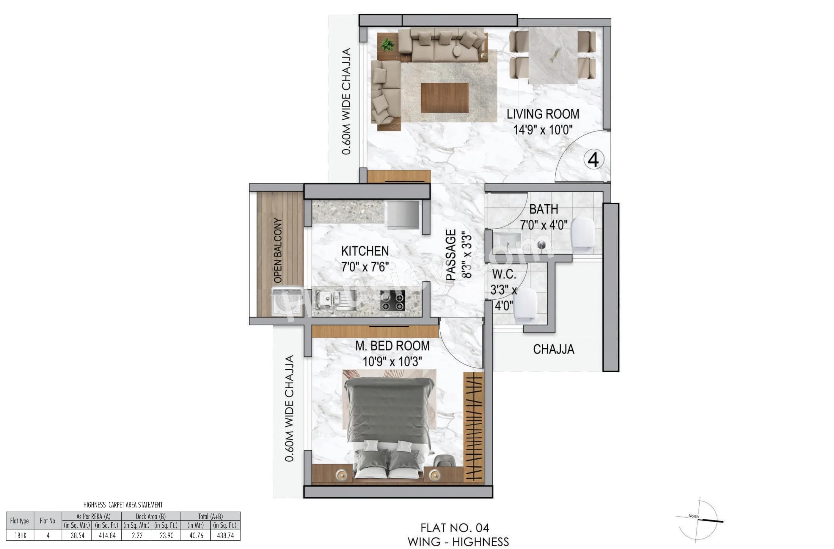 Unit plan - 439 sq.ft.