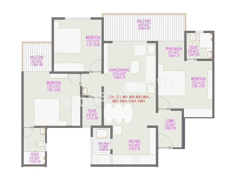 Unit plan - 1196 sq.ft.