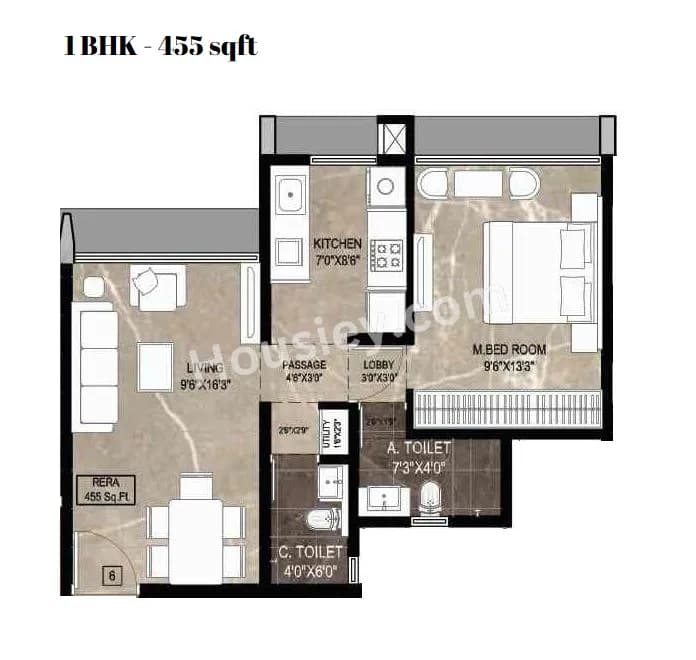 Unit plan - 455 sq.ft.