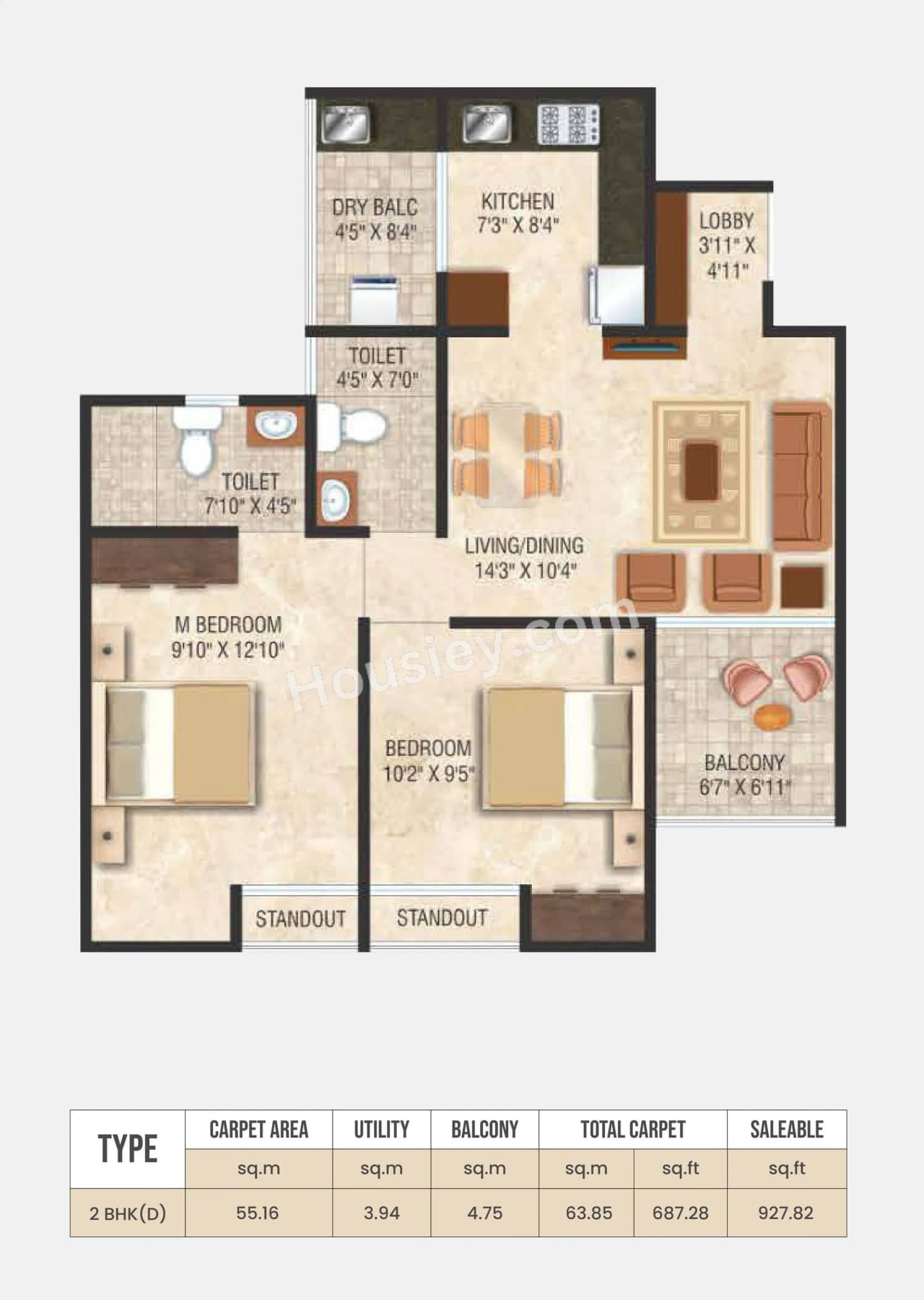 Unit plan - 687 sq.ft.