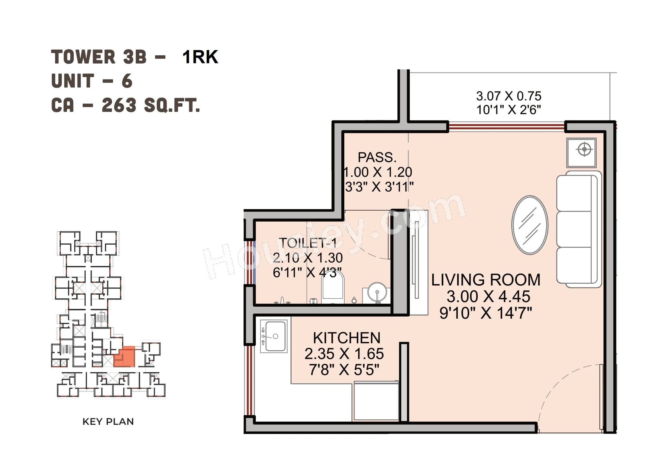 Unit plan - 263 sq.ft.