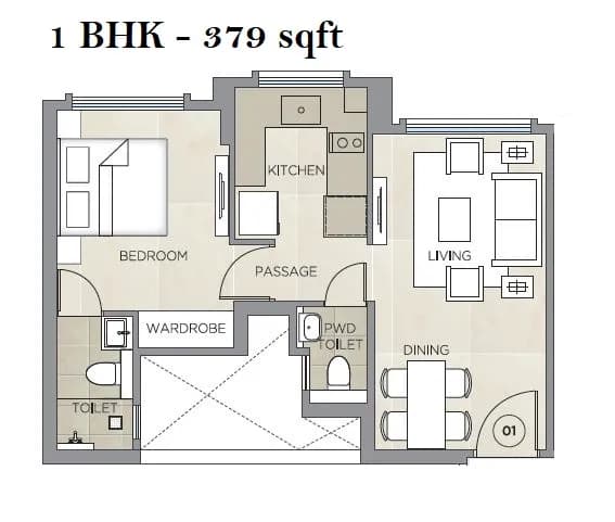 Unit plan - 379 sq.ft.