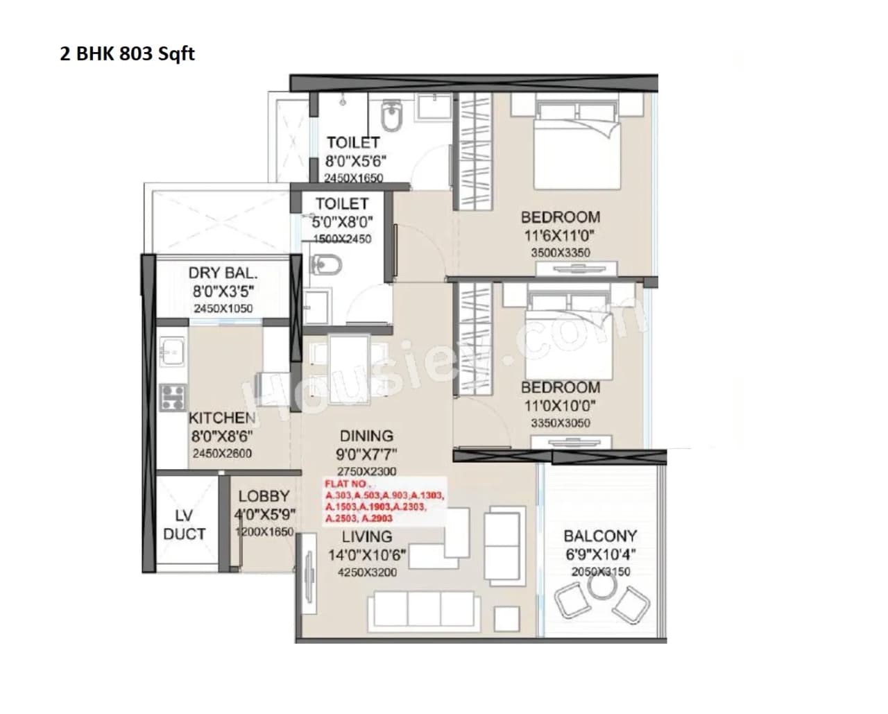 Unit plan - 803 sq.ft.