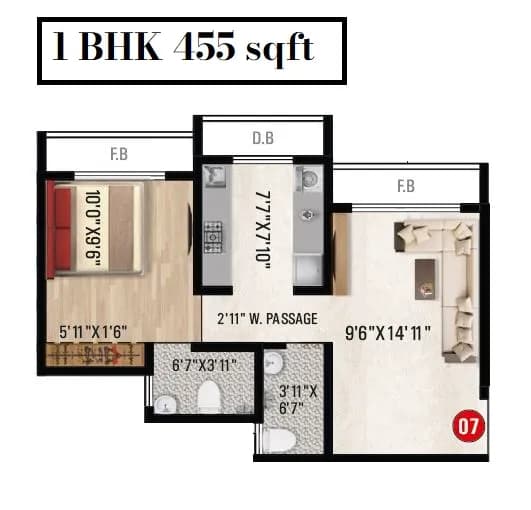 Unit plan - 455 sq.ft.