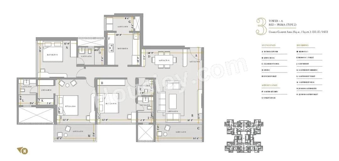 Unit plan - 1433 sq.ft.