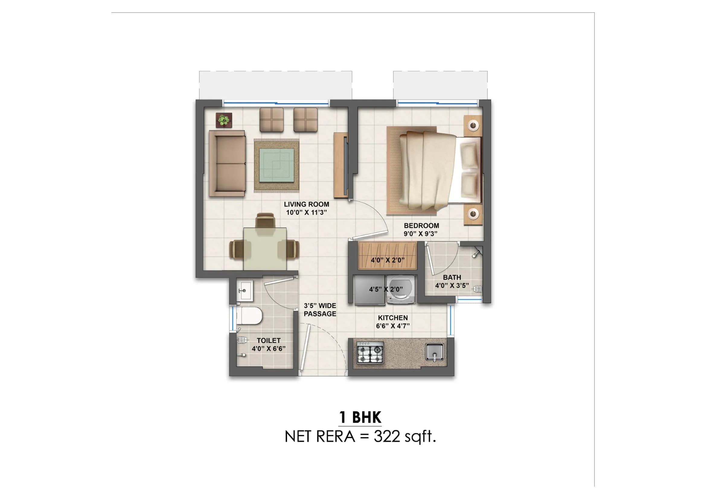 Unit plan - 322 sq.ft.