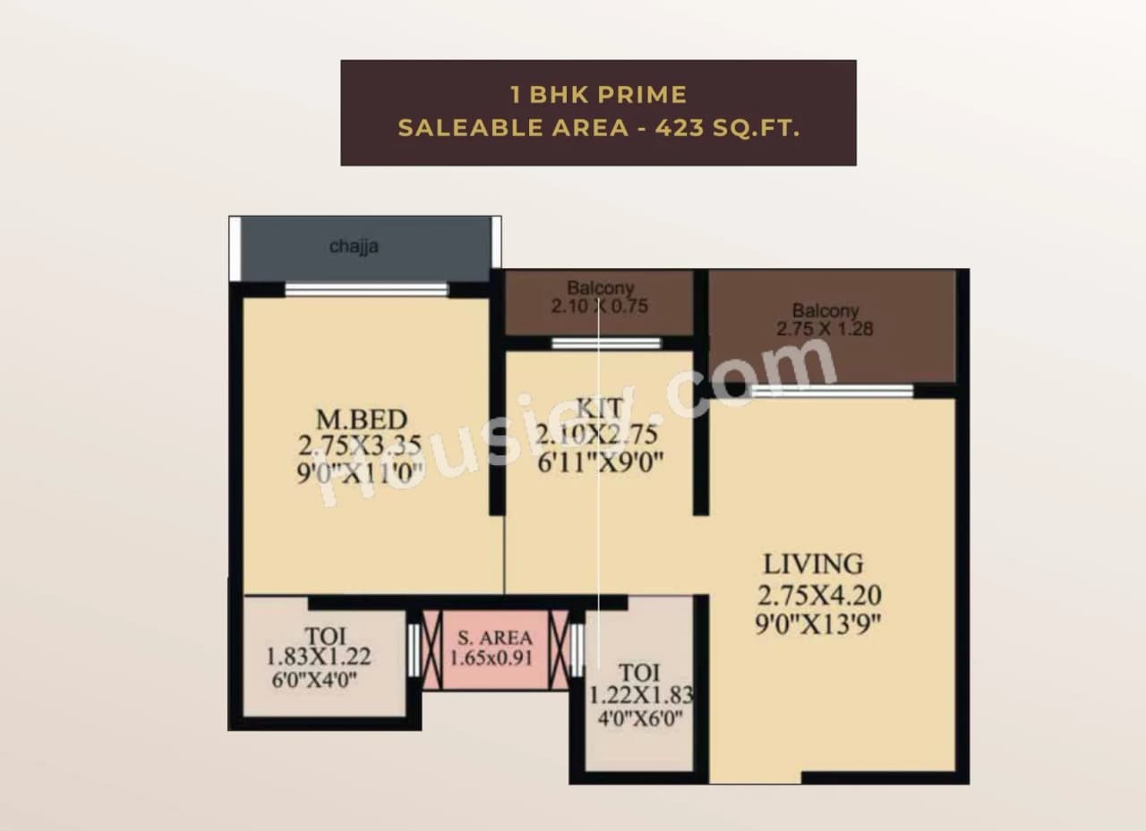 Unit plan - 423 sq.ft.