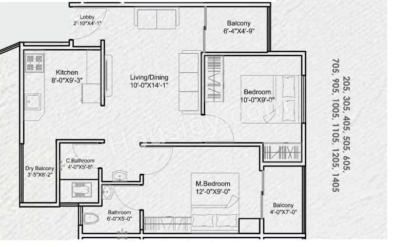 Unit plan - 612 sq.ft.
