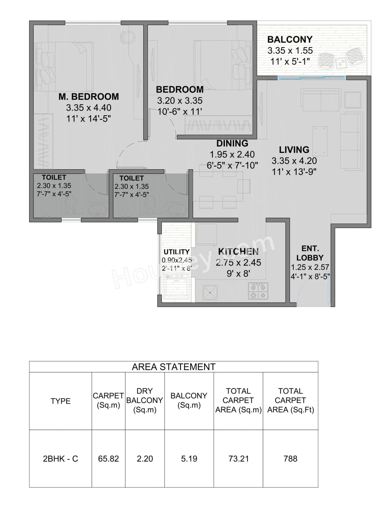 Unit plan - 788 sq.ft.
