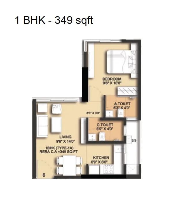 Unit plan - 349 sq.ft.