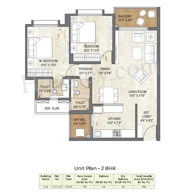 Unit plan - 786 sq.ft.