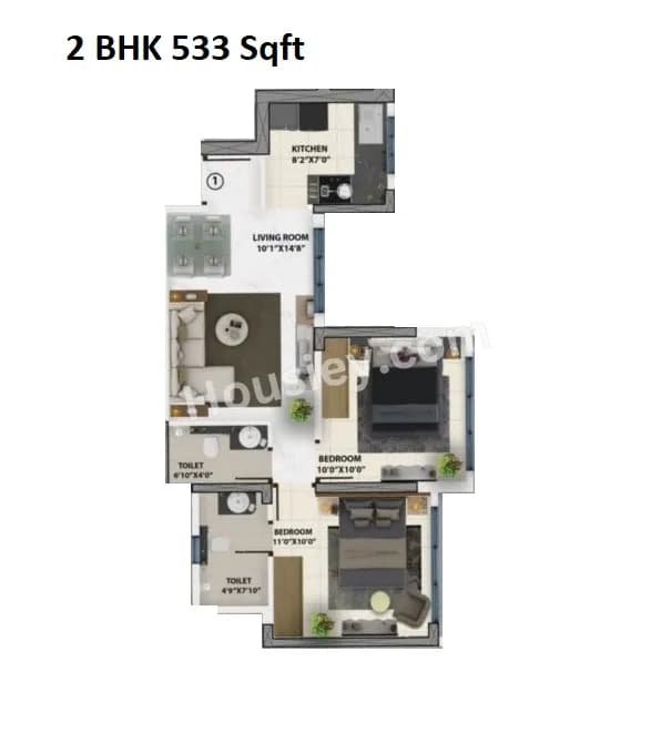 Unit plan - 533 sq.ft.