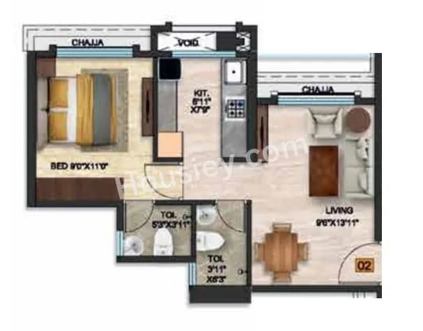 Unit plan - 368 sq.ft.