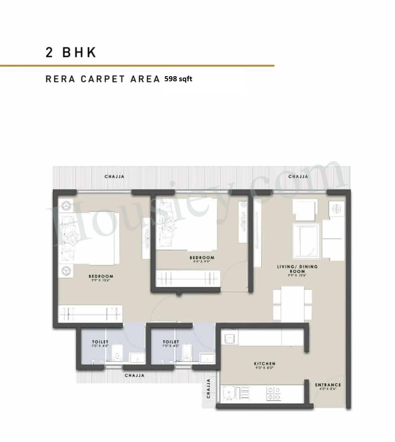 Unit plan - 596 sq.ft.