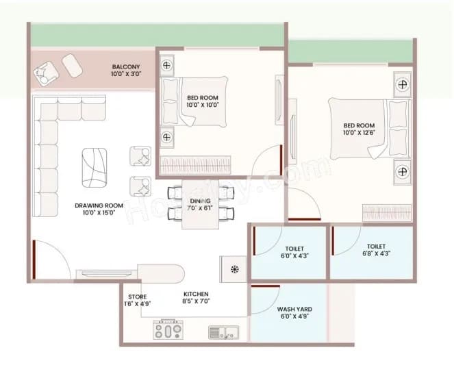 Unit plan - 574 sq.ft.