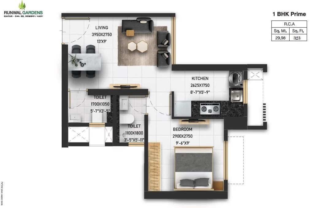 Unit plan - 323 sq.ft.