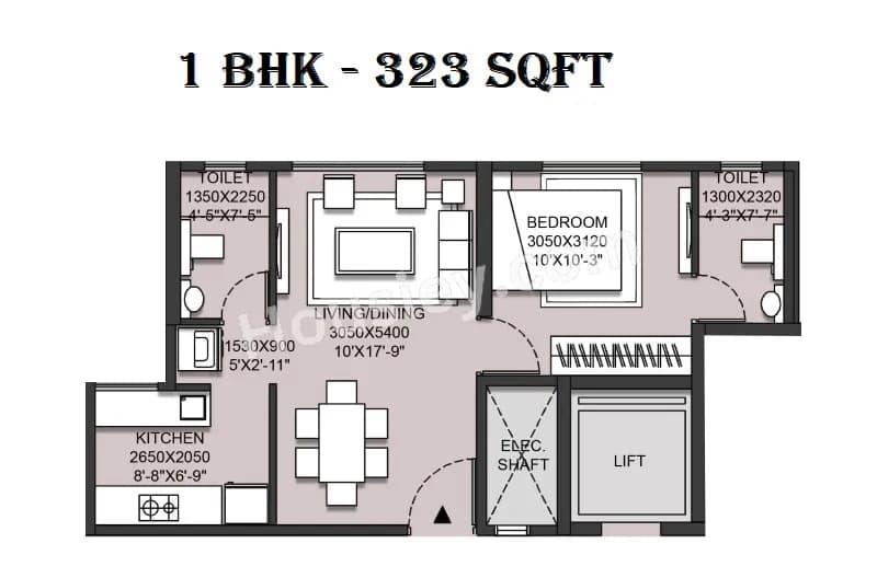 Unit plan - 323 sq.ft.