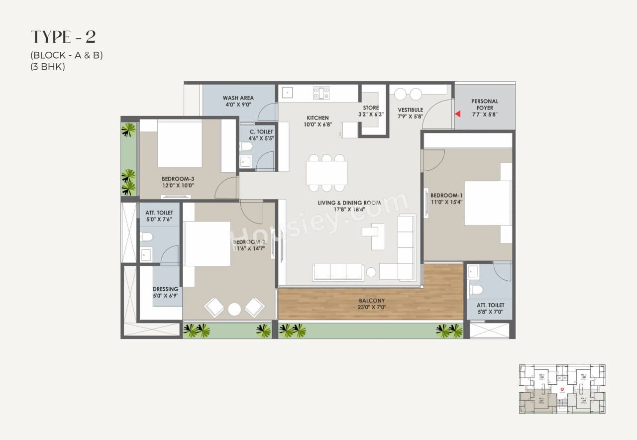 Unit plan - 1361 sq.ft.