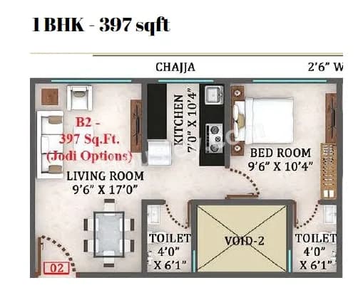 Unit plan - 397 sq.ft.