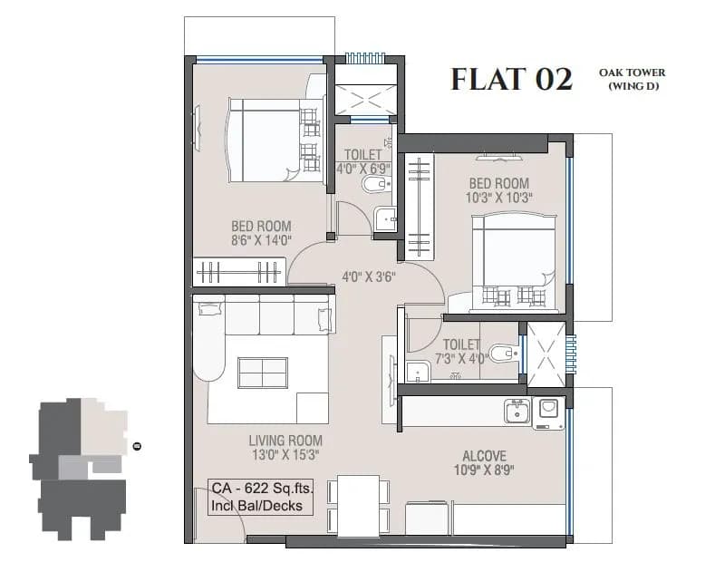 Unit plan - 622 sq.ft.