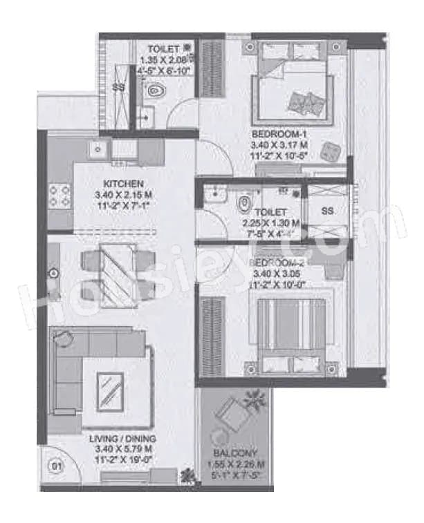 Unit plan - 626 sq.ft.