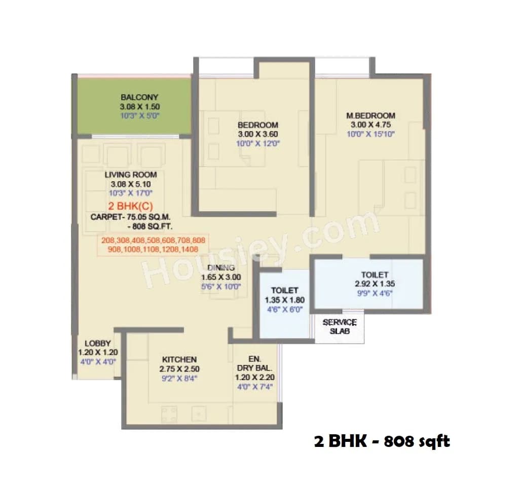 Unit plan - 808 sq.ft.