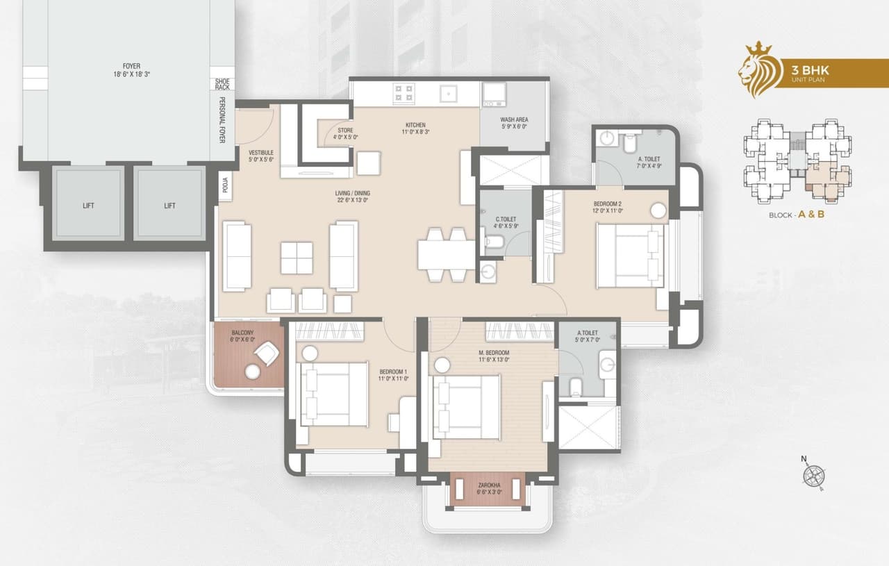 Unit plan - 1125 sq.ft.