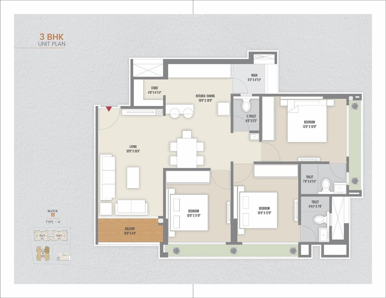 Unit plan - 968 sq.ft.