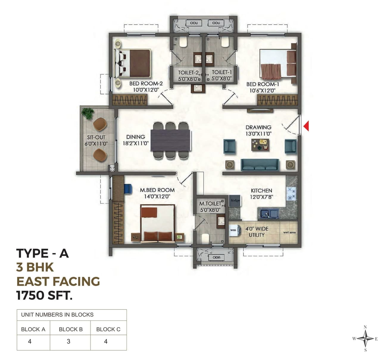 Unit plan - 1225 sq.ft.