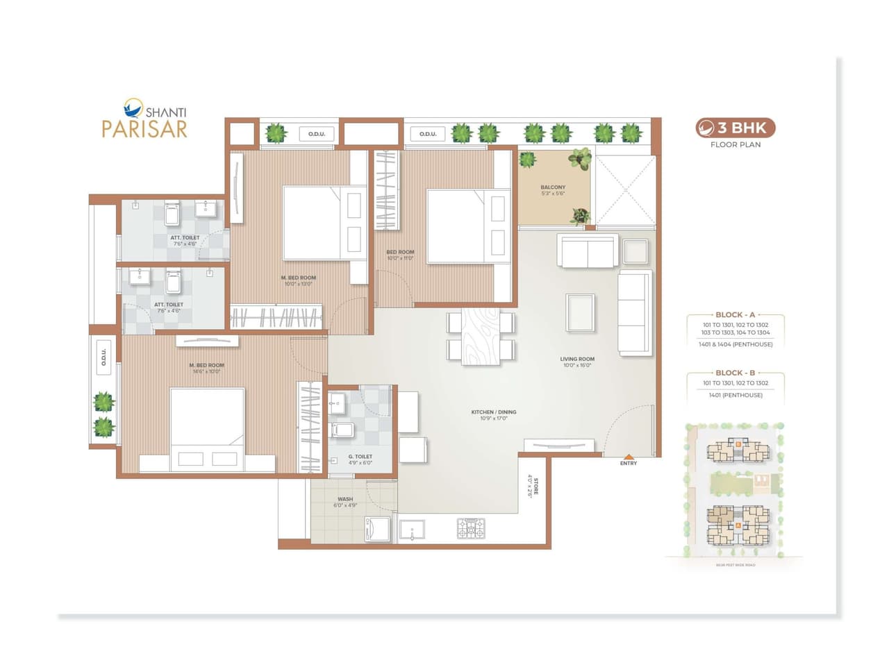 Unit plan - 990 sq.ft.