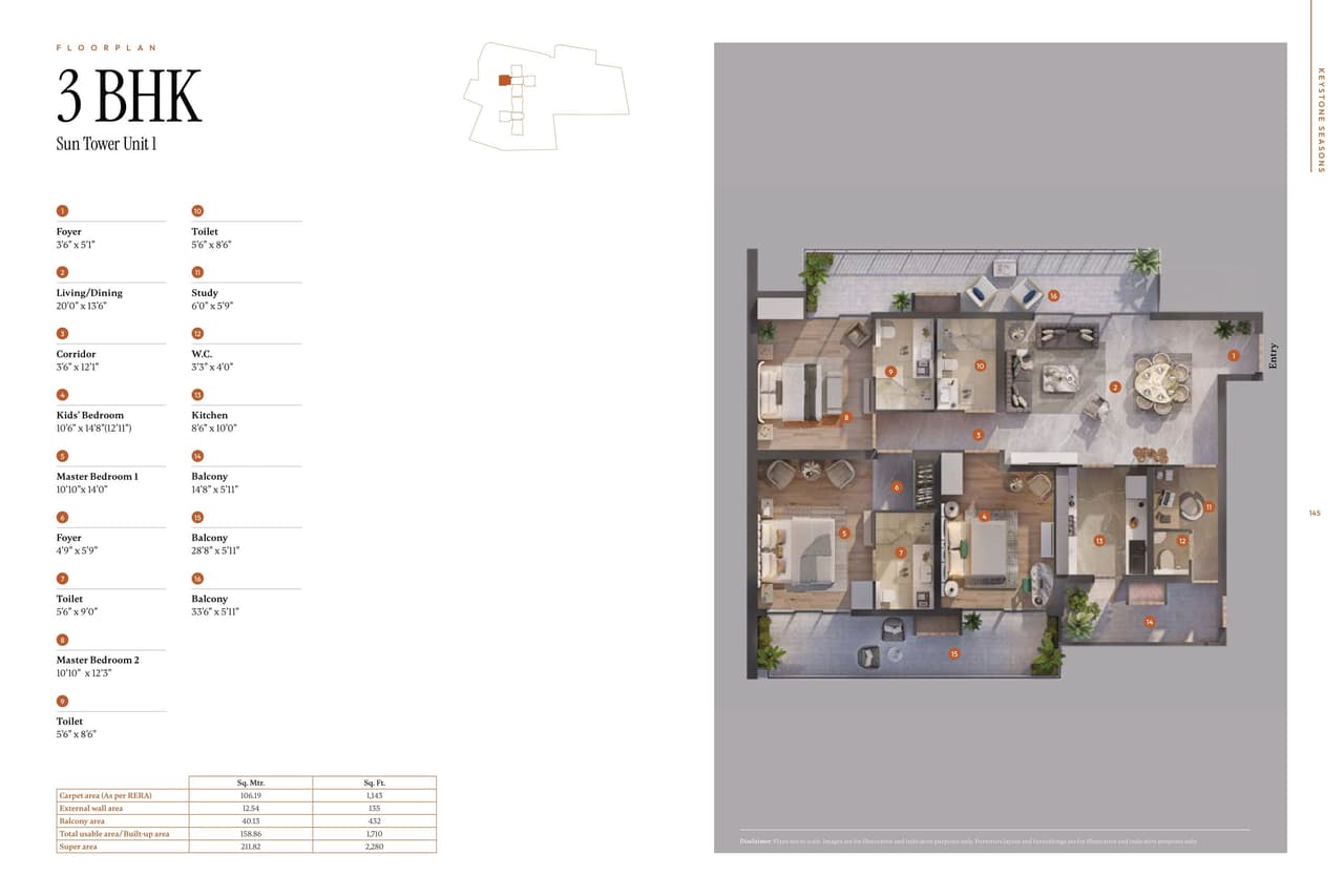 Unit plan - 1143 sq.ft.