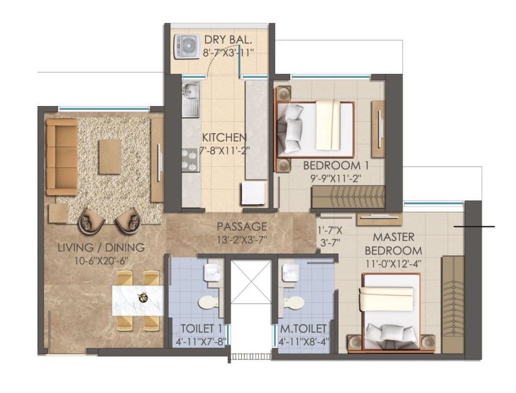 Unit plan - 750 sq.ft.
