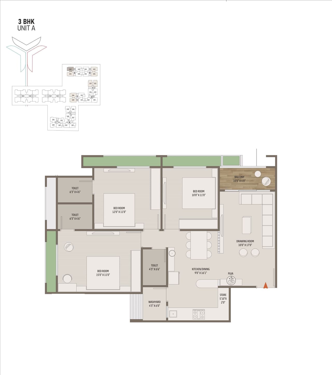 Unit plan - 968 sq.ft.