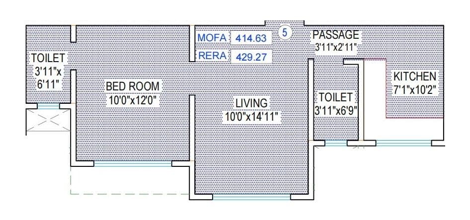 Unit plan - 430 sq.ft.