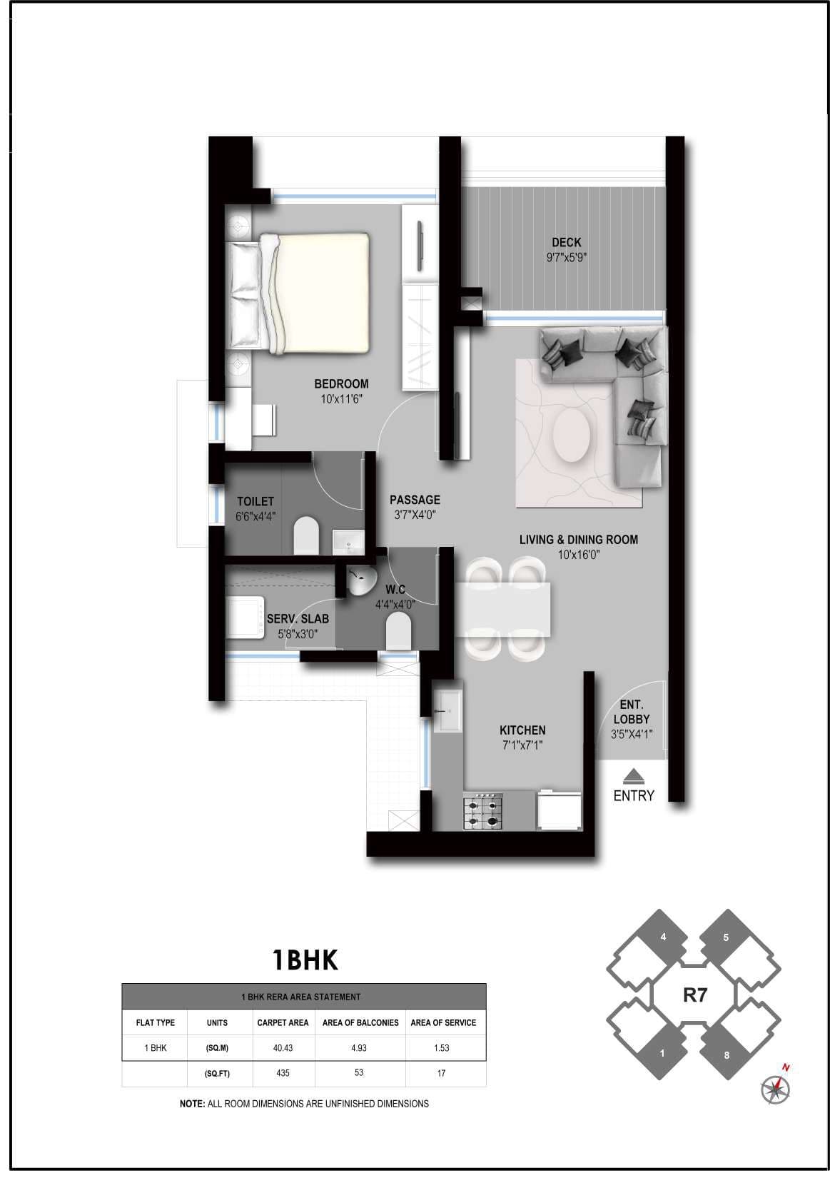 Unit plan - 435 sq.ft.