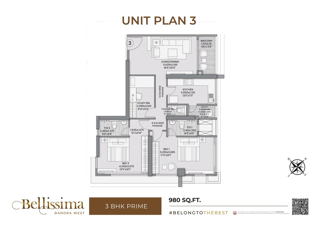 Unit plan - 980 sq.ft.