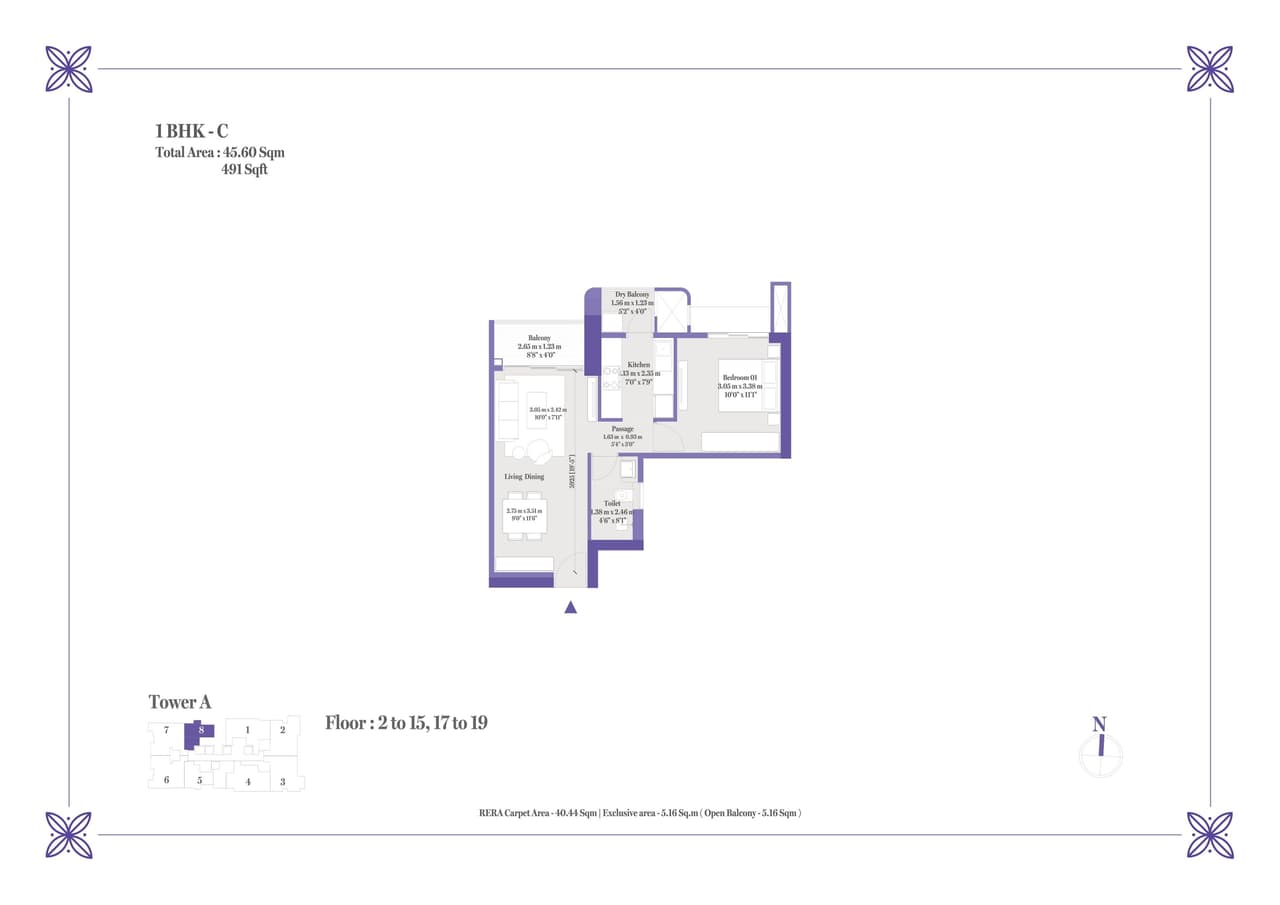 Unit plan - 490 sq.ft.