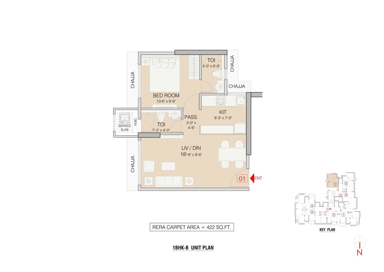 Unit plan - 422 sq.ft.