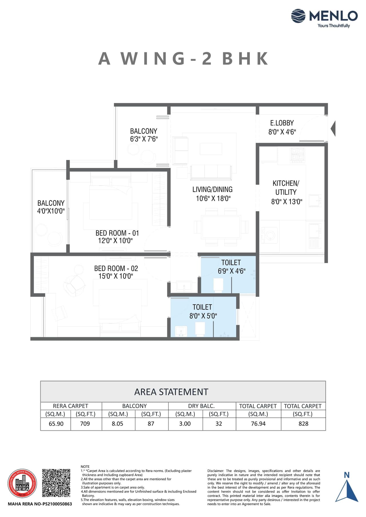 Unit plan - 828 sq.ft.