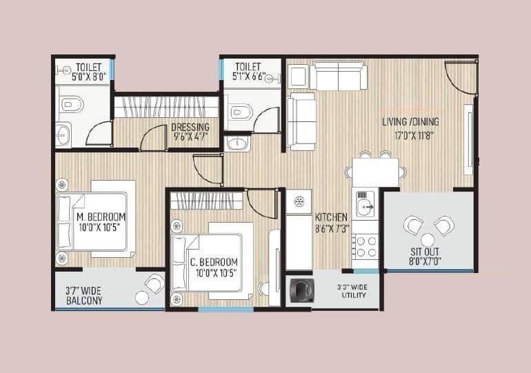Unit plan - 781 sq.ft.