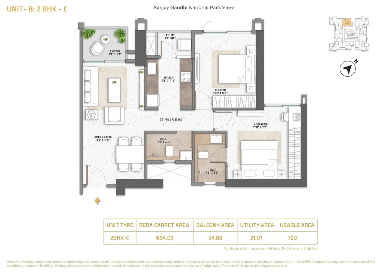 Unit plan - 720 sq.ft.