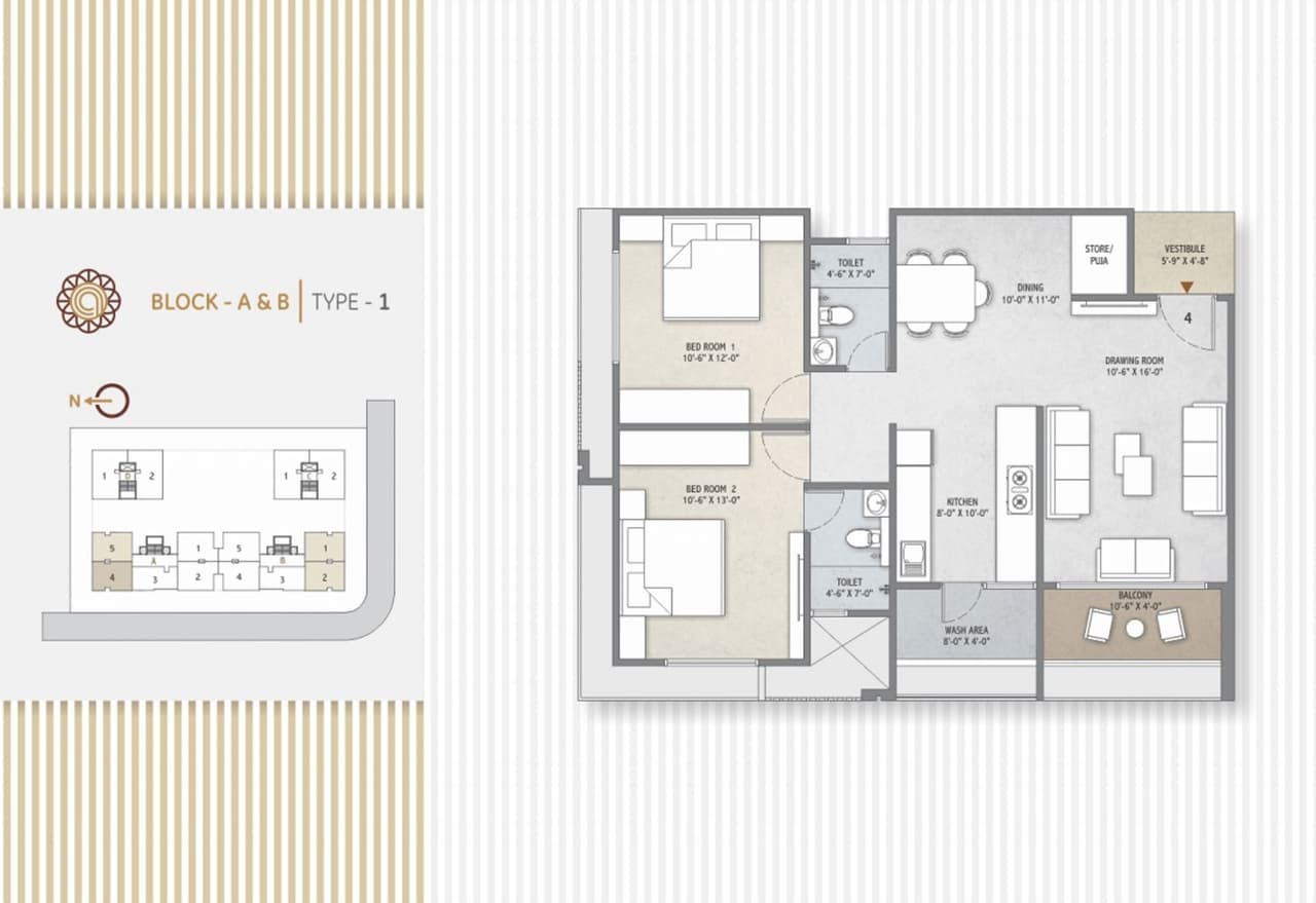 Unit plan - 950 sq.ft.