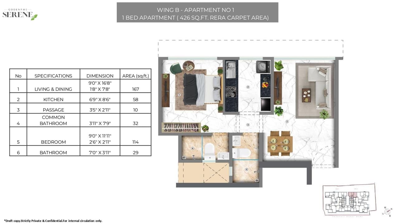 Unit plan - 426 sq.ft.