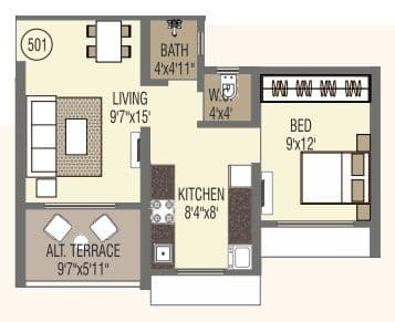 Unit plan - 489 sq.ft.