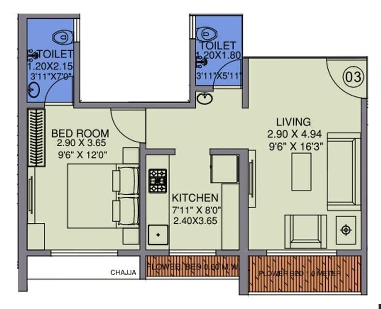 Unit plan - 476 sq.ft.