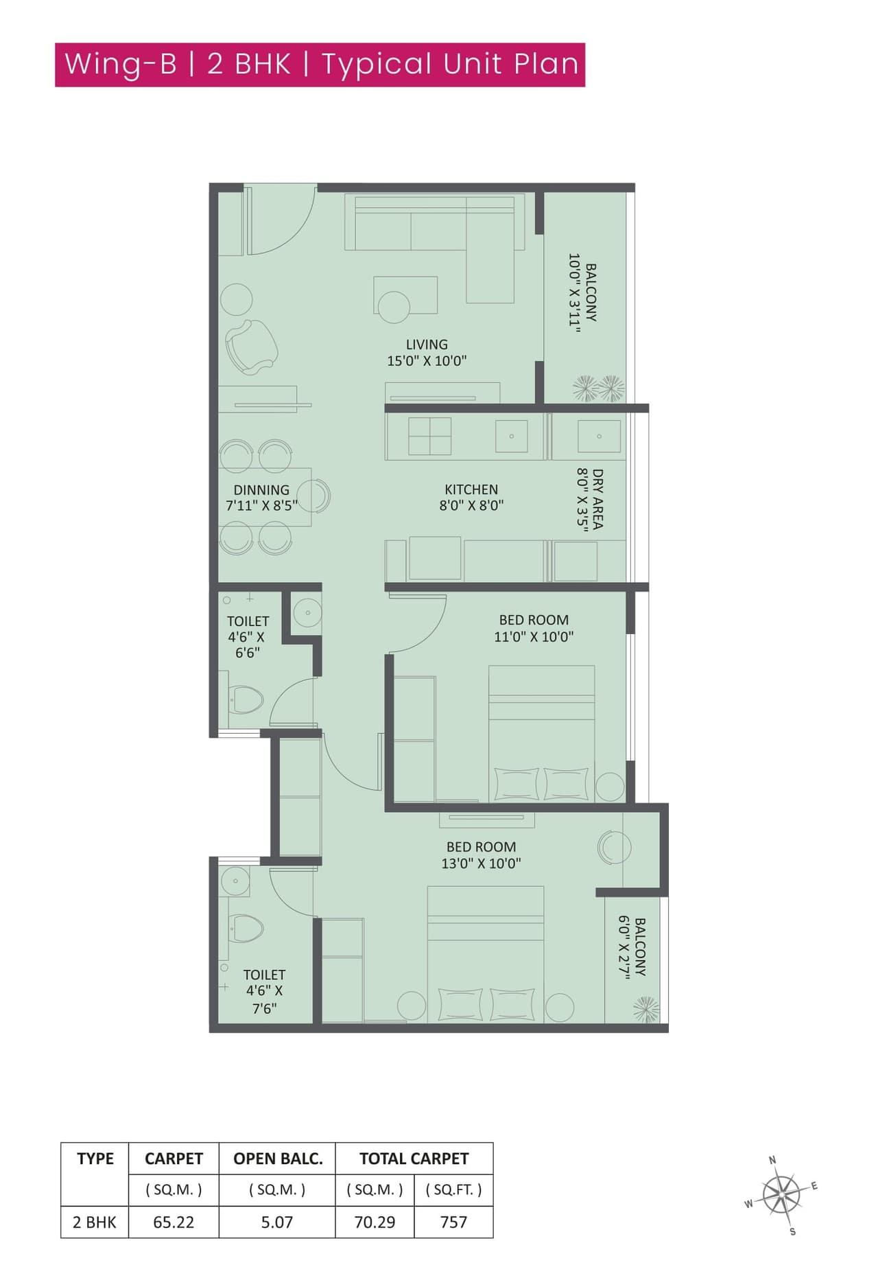 Unit plan - 757 sq.ft.