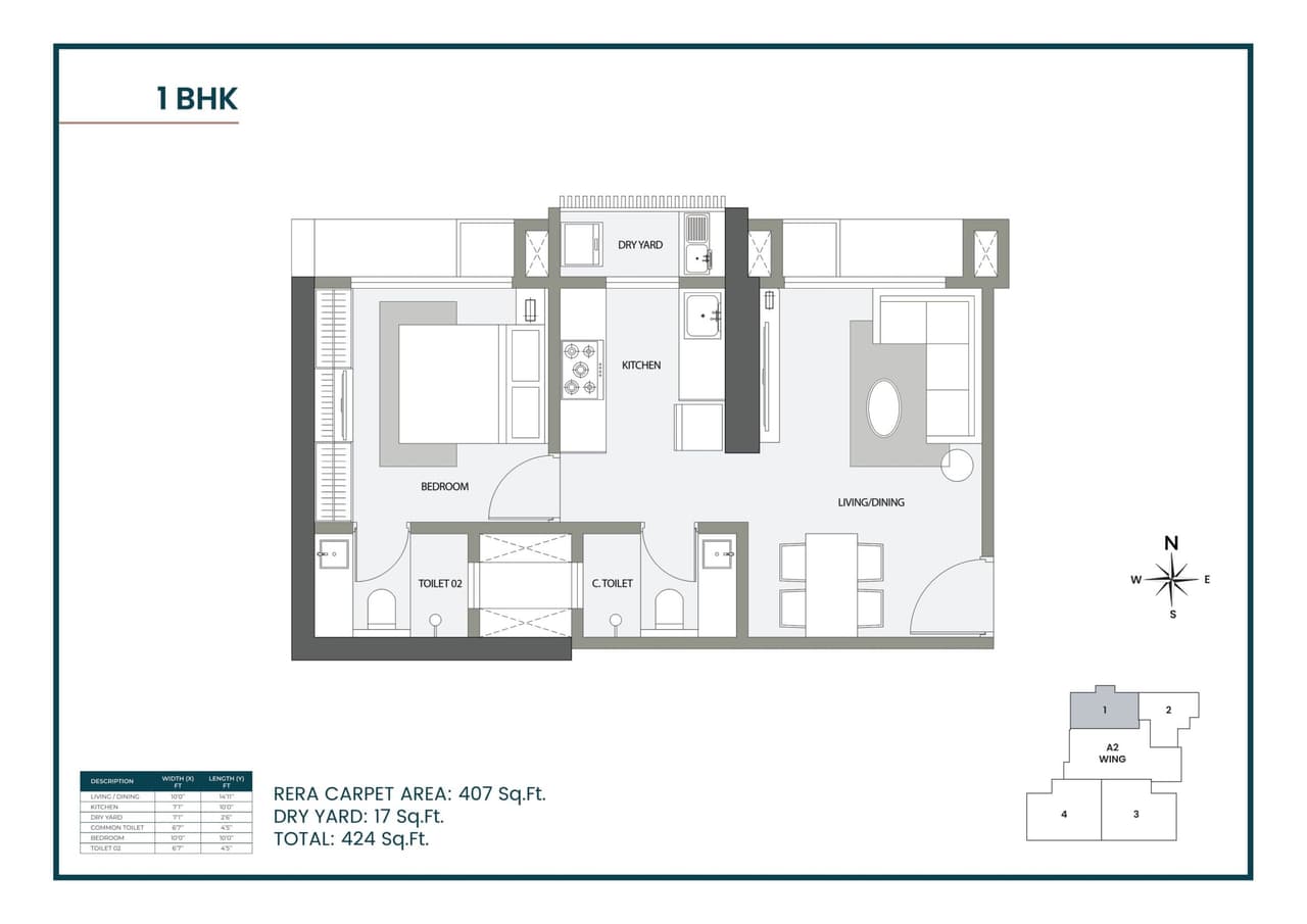 Unit plan - 424 sq.ft.