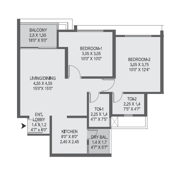 Unit plan - 698 sq.ft.