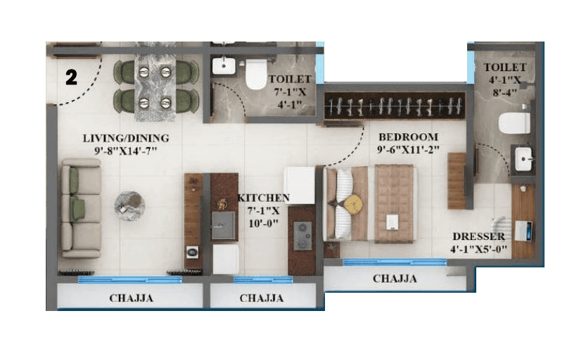 Unit plan - 430 sq.ft.
