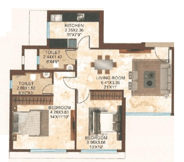 Unit plan - 810 sq.ft.